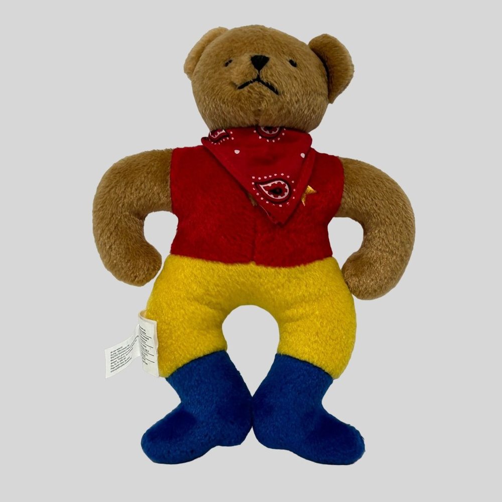 Vintage Huggers Cowboy Bear Plush Rattle 8" by North American Bear‎ Co. 1994